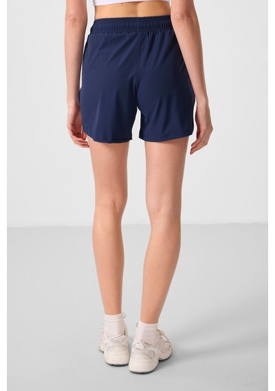 Tommylife İndigo Polyester Gizli Cep Fermuarlı Rahat Form Kadın Şort - 91014 Indigo