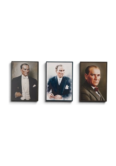 Hediyelik Atatürk Ahşap Magnet Seti 3 Adet - No:3 Kaliteli İşçilik Özel Baskı