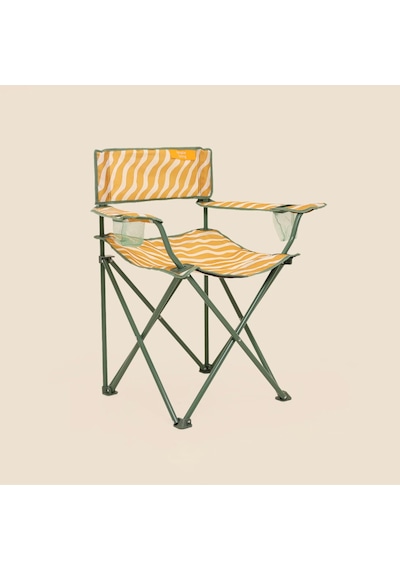 Living Zebra Desen 2'li Kamp Sandalyesi - Sarı - 50x50x78 Cm Çok Renkli