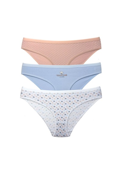 Berrak 3 Lü Paket Çok Renkli Pamuklu Bikini Kadın Külot 11370 Çok Renkli