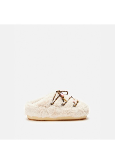 Terlik Kadın Diğer 80d1460250-l002 Moon Boot Mule Faux Fur Beads Cream Krem