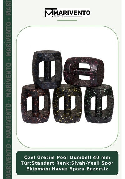 Özel Üretim Pool Dumbell 40 Mm Tür:standart Renk:siyah-yeşil Spor Ekipmanı Havuz Sporu Egzersiz Siyah - Yeşil