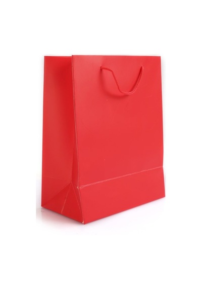 Karton Üzeri Mat Selefonlu Kırmızı Çanta 14X17X6,Cm(25'Li)-Karton Üzeri Mat Selefonlu Kır