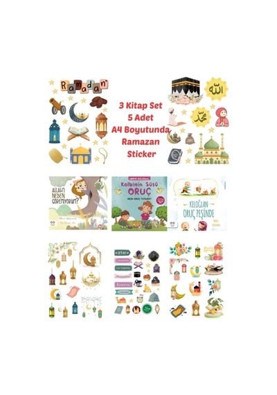 Stickerlı Set Merve Gülcemal - Allahı Neden Göremiyorum, Kalbimin Süsü Oruç- Keloğlan Oruç Peşinde