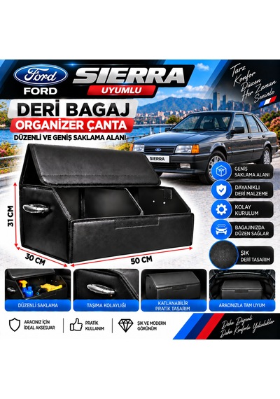 Ford Sierra Uyumlu Oto Bagaj Organizeri Deri Bagaj Kutu Çanta 1