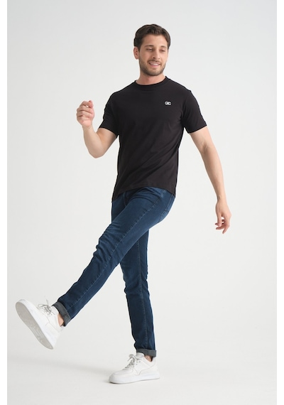 Shooter Sportwear Shooter Erkek T-shirt Nefes Alabilen Esnek Pamuklu Kumaş Regular Kalıp Minimal Logolu Siyah