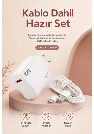 Akıllı Çip Korumalı 120w Hızlı Şarj Cihazı Kablo Dahil Güvenli Dolum Seti Diğer