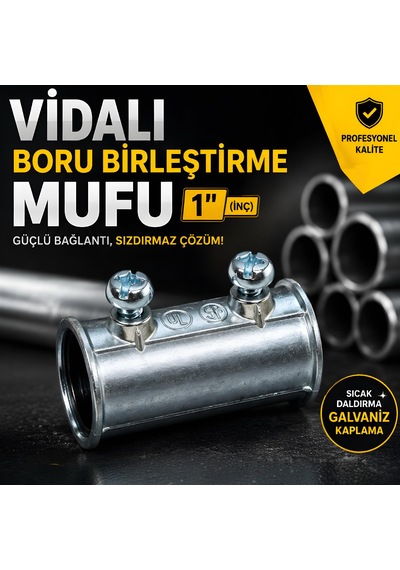 Vidalı Boru Birleştirme Mufu 1" İnç - 5 Adet