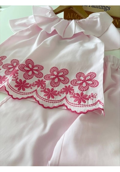 Miniko Kids Kız Çocuk Lazer Kesim Pantolonlu Takım Pembe