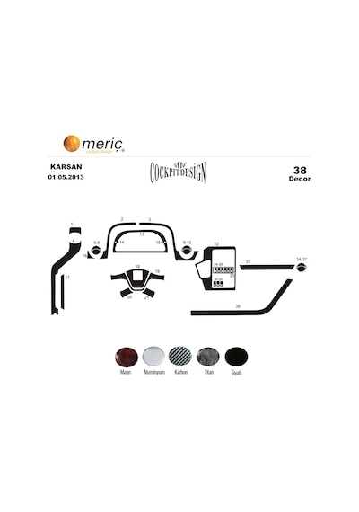 Meriç® Peugeot Karsan Jest Ön Torpido Kaplama 38 Parça 2013-› (530158450)