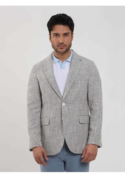 Dufy Saks Erkek Slim Fit Pitikare Desenli Sivri Yaka Casual Ceket - 104437-saks Saks Mavi Dufy Saks Erkek Slim Fit Pitikare Desenli Sivri Yaka Casual Ceket - 104437-saks Saks Mavi
