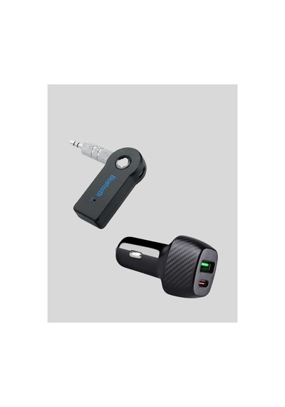 Bluetooth Aux Çevirici Ve Pd Destekli Araç Şarj Cihazı 2 Li Set Çok Renkli