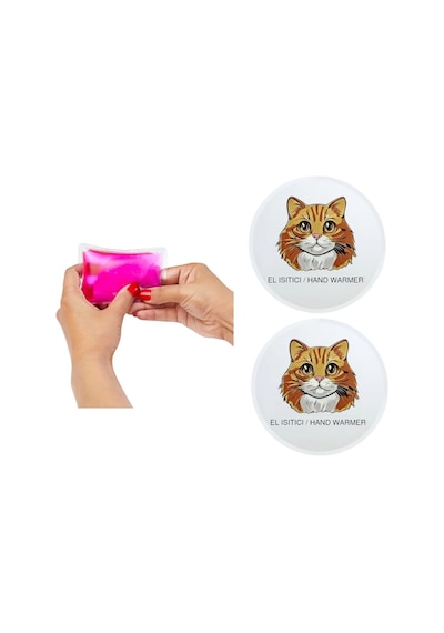 Sıa 2 Adet Kahverengi Kedi Cep Sobası,el Isıtıcı,sıcak Su Torbası Pvc 10x9,5cm Çok Renkli