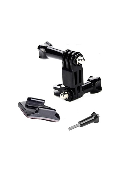 Gplus Bs07kv 7 Parça Oval Zemin Kavisli Yüzey Vidalı 3 Yollu Aksiyon Kamera Uyumlu 3m Yapışkan Motor Kask Bağlantı Seti Siyah