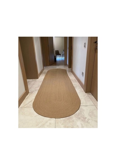 Jüt Hasır El Örgüsü Halı Kilim Yıkanabilir Çift Taraflı Oval Jüt Jüt
