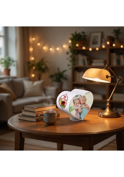 Kalpli Dönen Fotoğraf Çerçevesi 4 Resimli Çocuklara Doğum Günü Hediyesi 12x14 Cm Beyaz