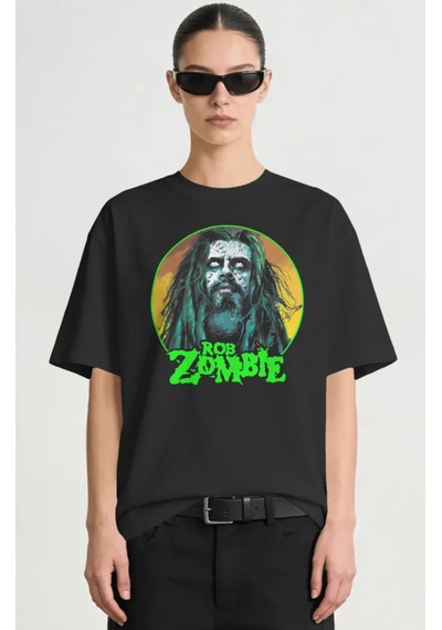 Rob Zombie Rock Metal Şarkıcı Baskılı Unisex Oversize Premium Tiş Siyah