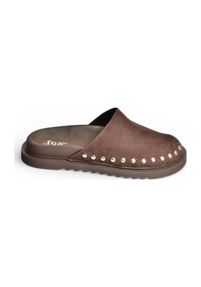 Fox Shoes Y918132902 Kahverengi Süet Önü Kapalı Sabo Terlik