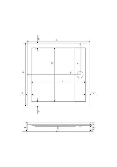 Shower 100x100 Drop Kare Monoblok Duş Teknesi H:8 Cm