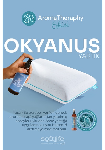 Aroma Terapi Okyanus Esintisi Visco Yastık Ve Yastık Spreyi Beyaz