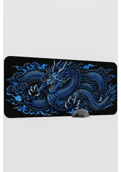 Ejderha Mavi V2 90x40 Xxl Gaming Kauçuk Kaymaz Taban Mouse Pad Fare Altlığı