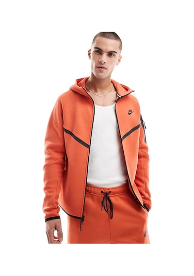 Nike Tech Fleece Full Zip Windrunner Hoodie Kapüşonlu Unisex Sweatshirt Turuncu Turuncu