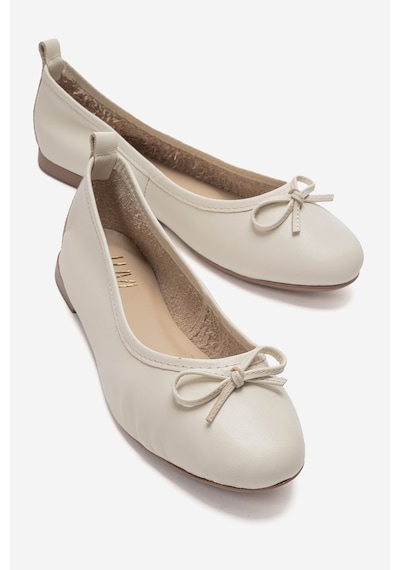 Luvi Shoes 01 Krem Cilt Hakiki Deri Kadın Babet Ayakkabı