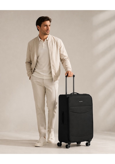 Pierre Cardin Ultra Light Hafif Lüx Kumaş Orta Boy Valiz Siyah 04pc6005
