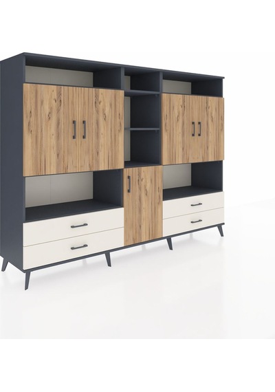 Hyperion Dolap 12 Raflı 4 Çekmeceli 5 Kapaklı 220x44x163 Antrasit Antrasit-çam/aytaşı Hyperion Dolap 12 Raflı 4 Çekmeceli 5 Kapaklı 220x44x163 Antrasit Antrasit-çam/aytaşı