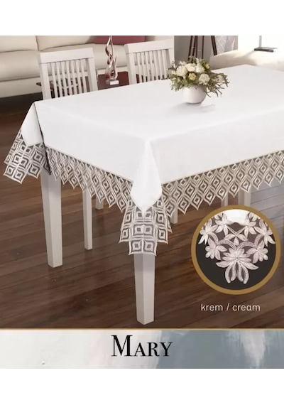 Keten Masa Örtüsü Maria Model Kapiçino 155x220 Cm Zarif Ev Tekstili Karışık