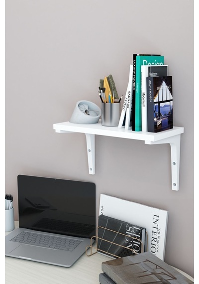 Tekli Dekoratif Duvar Rafı, Kitaplık Ve Organizer, Banyo, Mutfak, Balkon Beyaz