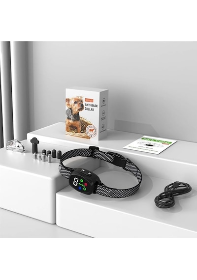 Hopdiye T394 Köpek Havlama Tasması Şarjlı, Suya Dayanıklı, Uyarı Seçimli, Eğitim Tasması, Havlama Önleyici Ta Çok Renkli