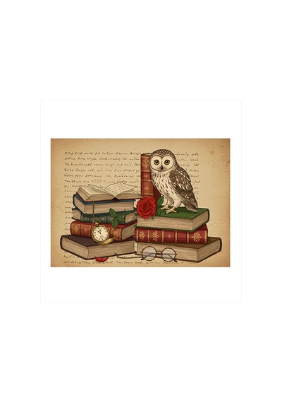 Kitap Ve Bilgelik Baykuşu Tasarım Ahşap Tablo