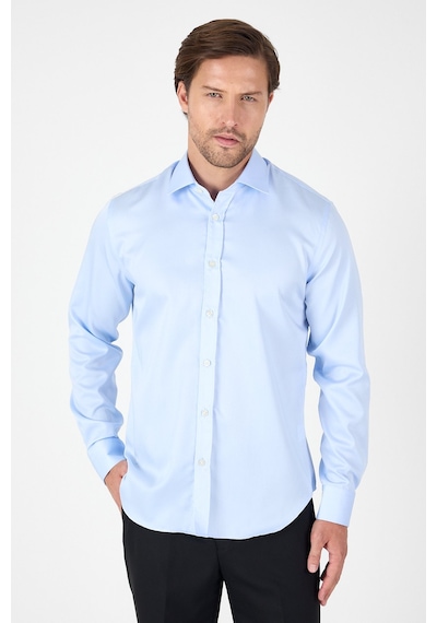 İmza Koyu Mavi Uzun Kol İtalyan Yaka Cepsiz Non Iron Slim Fit %100 Pamuk Gömlek 1004250269 Koyu Mavi