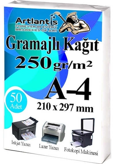 A4 Gramajlı Fotokopi Kağıdı 50 Adet 250 Gr Sertifika Kağıdı Kalın Kağıt Baskı Tüm Yazıcılara Uyumlu 21x29.7cm Ofis Büro