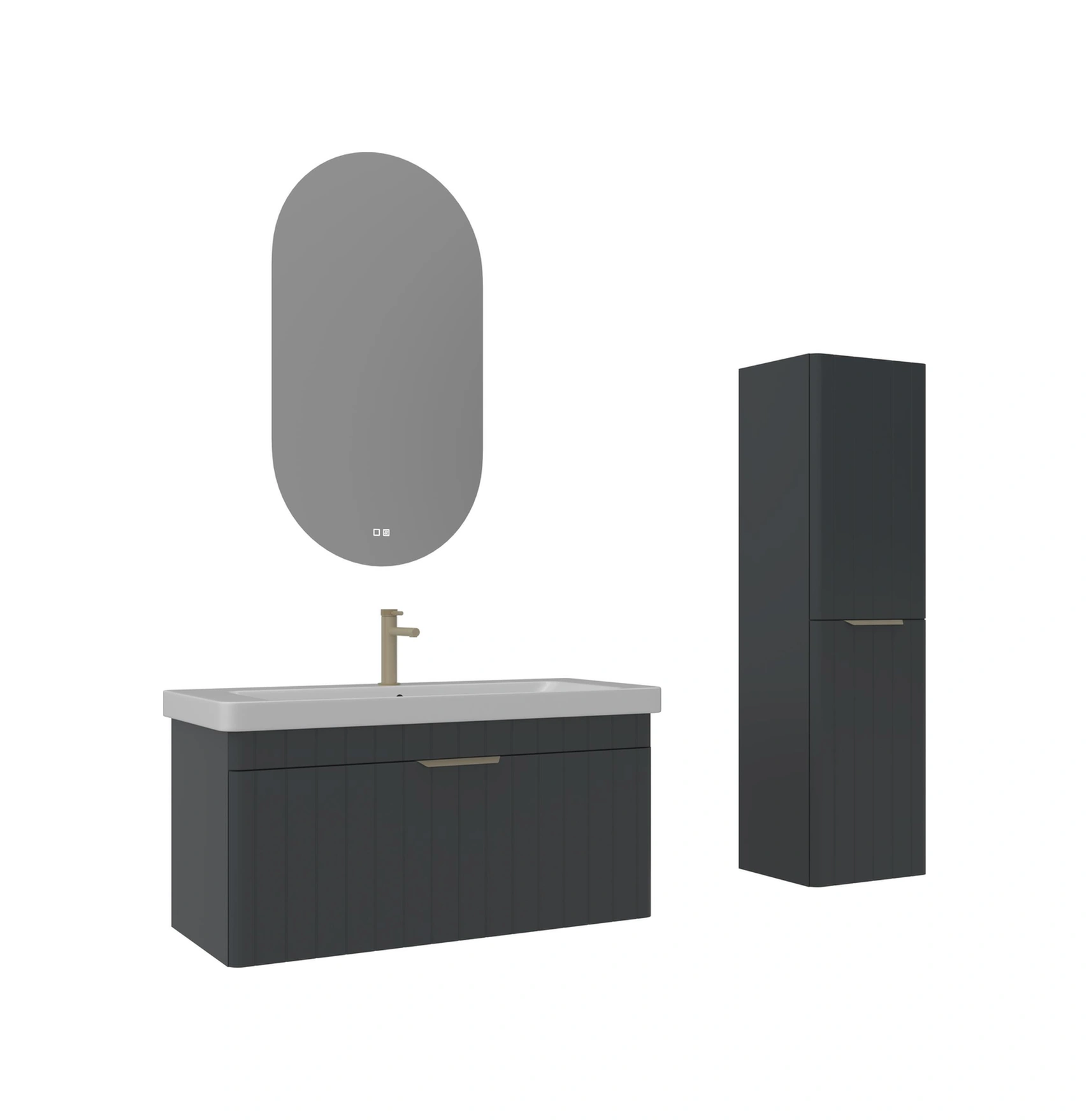 Orka Procida 105 Cm Mat Antrasit Banyo Dolabı Takımı Ve Boy Dolabı Beyaz Orka Procida 105 Cm Mat Antrasit Banyo Dolabı Takımı Ve Boy Dolabı Beyaz