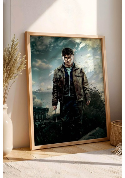 Harry Potter Hogwarts Savaşı Çerçeveli Tablo - Lüks Seçilmiş Kişi Karakter Posteri Duvar Dekoru Kayın