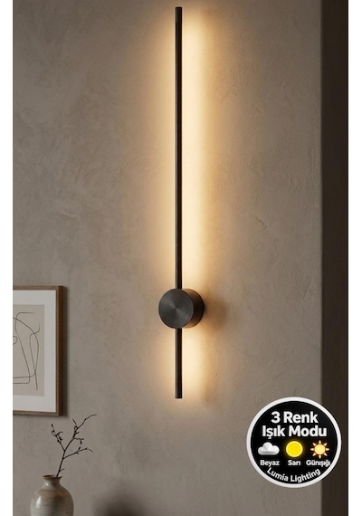 LumiaLighting Lumiera Model 3 Renk Modu Siyah Salon Yatak Oturma Odası Duvar Apliği