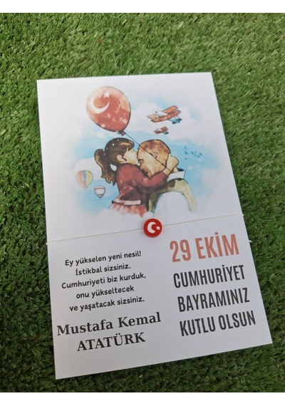Atatürk & Çocuk Konsept 10 Adet Kırmızı Türk Bayraklı 29 Ekim Hediye - Cumhuriyet Bayramı Hediye