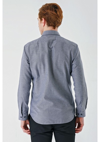 İmza Gri Uzun Kollu Oxford Cepsiz Pamuklu Klasik Slim Fit Dar Kesim Gömlek 1004240235-gri Gri
