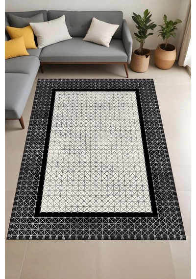 Eliana Home Dijital Baskı Yıkanabilir Kaymaz Taban Salon Halısı Ve Yolluk Rvg0912-fnl129 Siyah