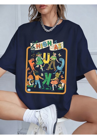 Noıssey Urban Pop Graphic Kadın Tişört Koleksiyonukod 5102 Lacivert