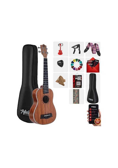Maxword Mu-21 Pro Yüksek Kaliteli Maun Soprano Ukulele Seti