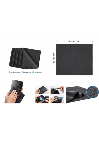 4 Adet Büyük Boy Xxl Mikrofiber Gözlük Tablet Telefon Temizleme Mendili 40 40 Cm