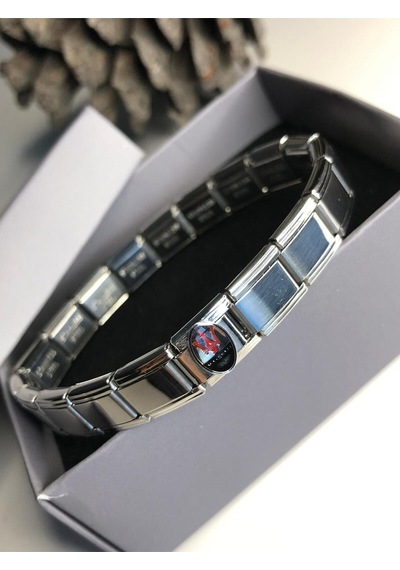 Erkek Çelik Bileklik - Maserati Logo Model Italy Nomi Charm Çelik Bileklik Gümüş