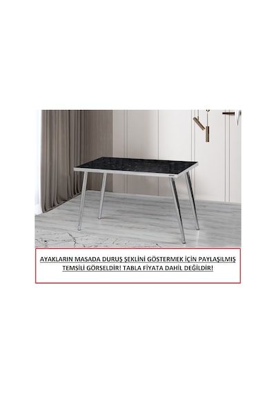 4 Adet-metal Konik Ayak-masa Ayağı-gümüş Renk-73.5cm- Açılı Ayak