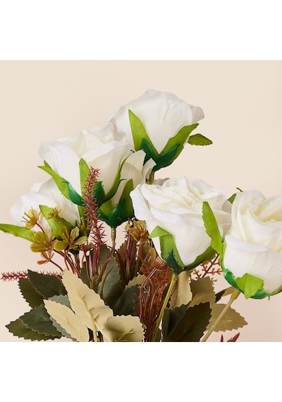 Deco Gül 7'li Dal Çiçek - Beyaz - 43 Cm Çok Renkli