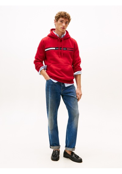 Tommy Hilfiger Hılfıger Chest Insert Hoody Erkek Kırmızı Sweatshirt - Mw0mw37361