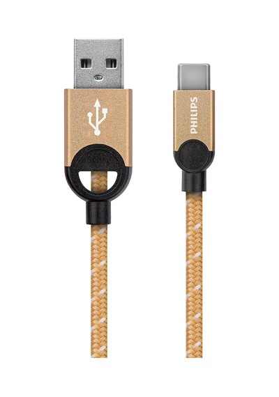 Philips Dlc2628g/97 Usb-a To Usb-c Örgülü Hızlı Şarj Kablosu, 1.2 Metre, Altın