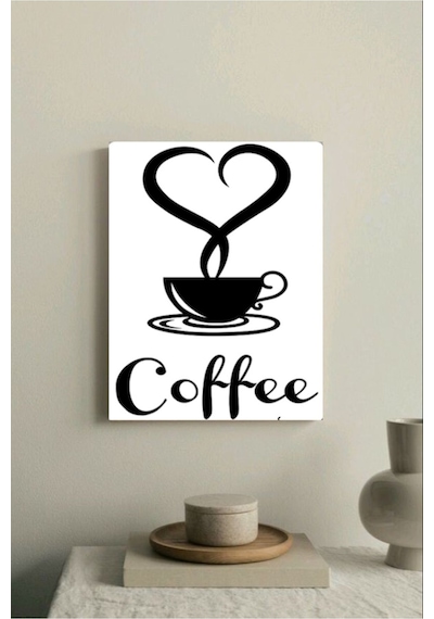 Coffe Yazılı Hediyelik Kanvas Tablo Ev Duvar Mutfak Dekarasyon Duvar Süsü Ölçü Seçiniz :